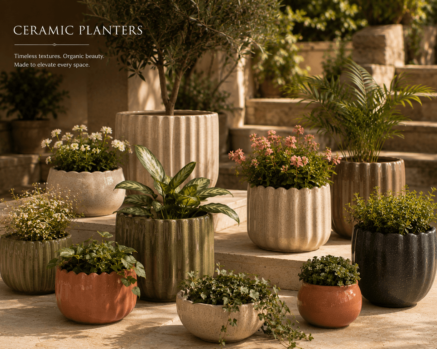 Ribbed Planter — Sage