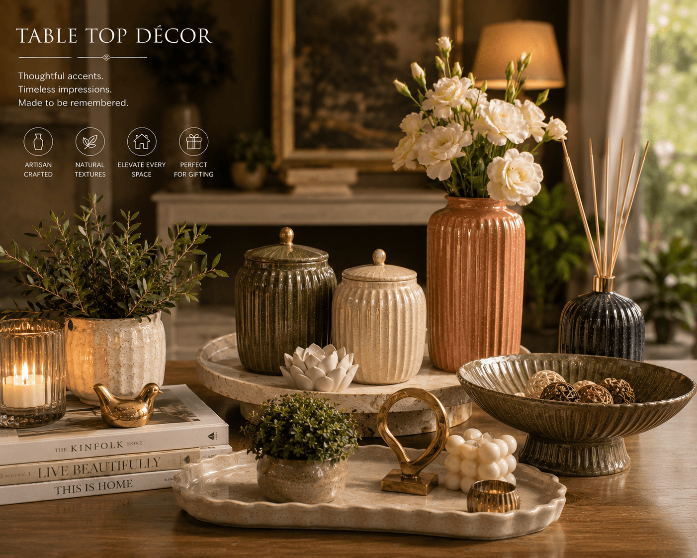 Oval Tabletop Tray — Marble Effect